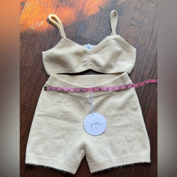 PRINCESS POLLY Cream Ruched Bra Crop Sweater Bra and Short Set Small/ Medium - Picture 7 of 8